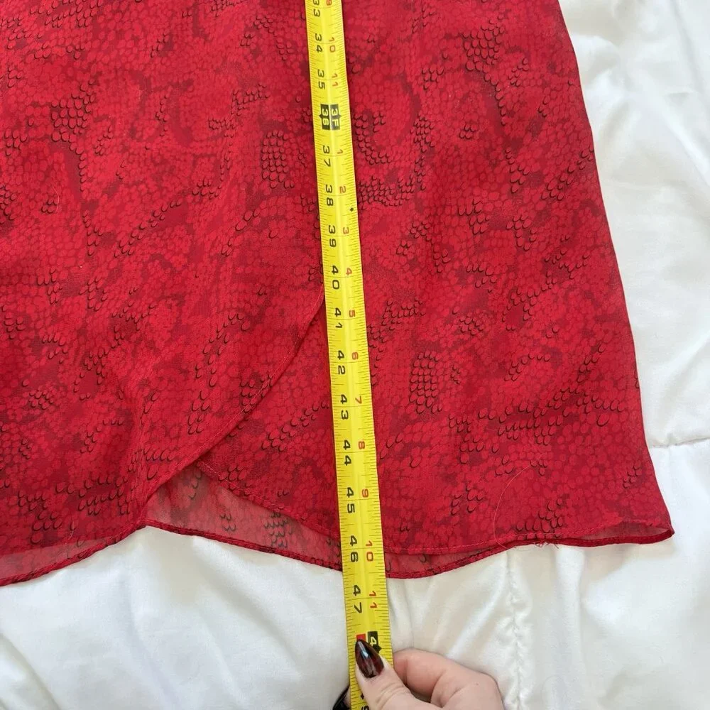 Vintage 90s Y2K Slip Dress Womens Red Snake Print Dainty Romantic Vampire Grunge